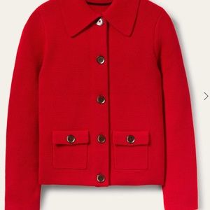 Boden Cropped Collared Cardigan, Red